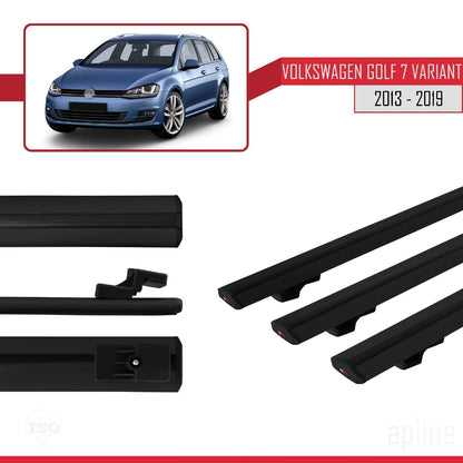 Compatibile con Volkswagen Golf 7 (5G) Variant 2013-2019 BASIC Model Barre Tetto Portapacchi Auto Barre Portatutto Nero Alluminio 3 Barre