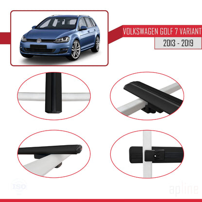 Compatibile con Volkswagen Golf 7 (5G) Variant 2013-2019 BASIC Model Barre Tetto Portapacchi Auto Barre Portatutto Nero Alluminio 3 Barre