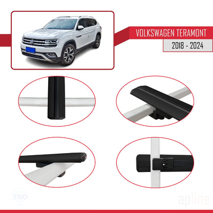 Compatibile con Volkswagen Teramont (CA1) 2018-2024 BASIC Model Barre Tetto Portapacchi Auto Barre Portatutto Nero Alluminio 3 Barre