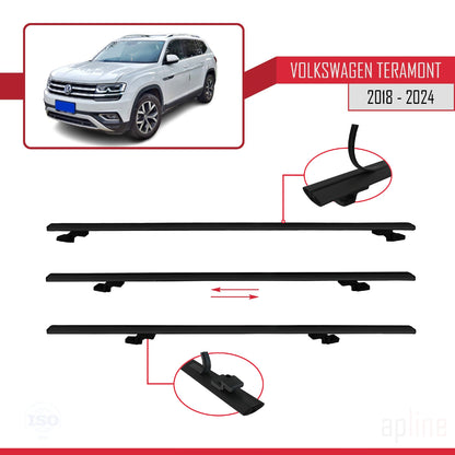 Compatibile con Volkswagen Teramont (CA1) 2018-2024 BASIC Model Barre Tetto Portapacchi Auto Barre Portatutto Nero Alluminio 3 Barre