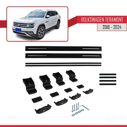 Compatibile con Volkswagen Teramont (CA1) 2018-2024 BASIC Model Barre Tetto Portapacchi Auto Barre Portatutto Nero Alluminio 3 Barre