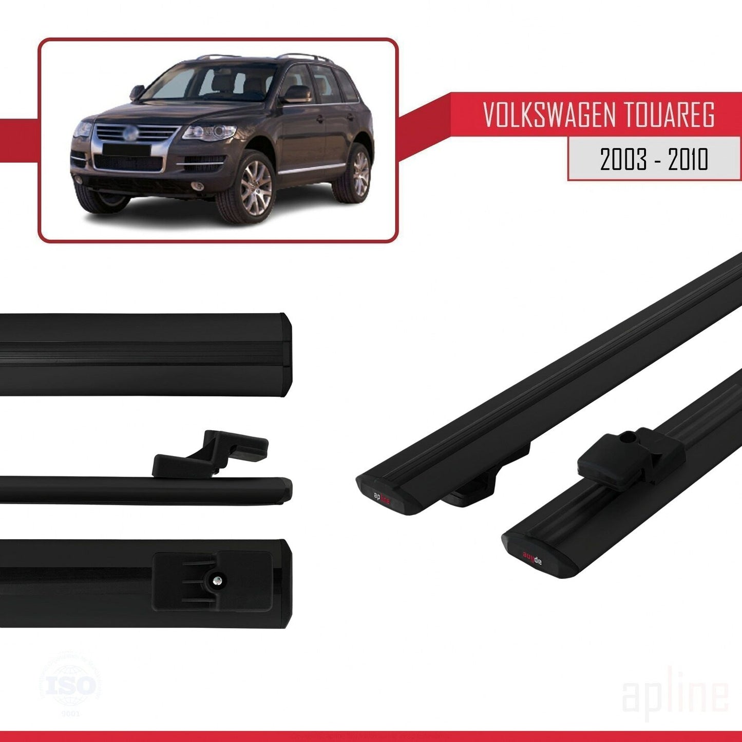 Compatibile con Volkswagen Touareg (7L) 2002-2010 BASIC Model Barre Tetto Portapacchi Auto Barre Portatutto Nero Alluminio 3 Barre