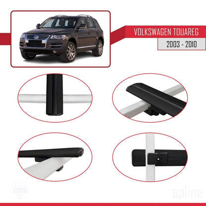 Compatibile con Volkswagen Touareg (7L) 2002-2010 BASIC Model Barre Tetto Portapacchi Auto Barre Portatutto Nero Alluminio 3 Barre