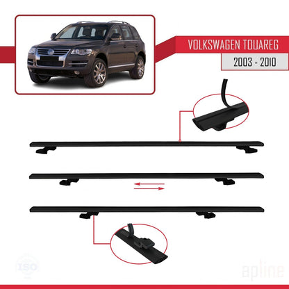 Compatibile con Volkswagen Touareg (7L) 2002-2010 BASIC Model Barre Tetto Portapacchi Auto Barre Portatutto Nero Alluminio 3 Barre