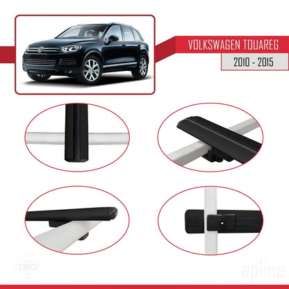 Kompatibel mit Volkswagen Touareg 2 (7P) Pre-Facelift 2010-2015 BASIC Model Relingträger Dachträger Auto Gepäckträger Schwarz Aluminium 3 Stangen