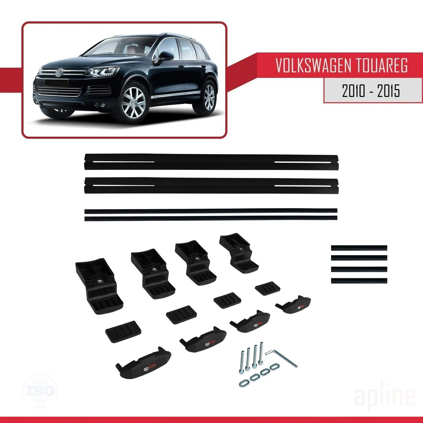 Kompatibel mit Volkswagen Touareg 2 (7P) Pre-Facelift 2010-2015 BASIC Model Relingträger Dachträger Auto Gepäckträger Schwarz Aluminium 3 Stangen