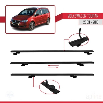 Compatible con Volkswagen Touran (1T) Pre-Facelift 2003-2010 BASIC Model Barras de Techo Auto Portaequipajes Barras Transversales Negro Aluminio 3 Barras