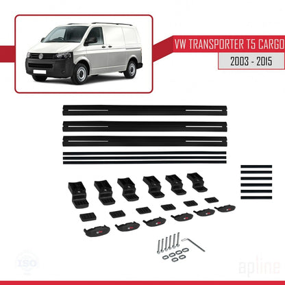 Compatibile con Volkswagen T5 Transporter 2003-2015 BASIC Model Barre Tetto Portapacchi Auto Barre Portatutto Nero Alluminio 3 Barre