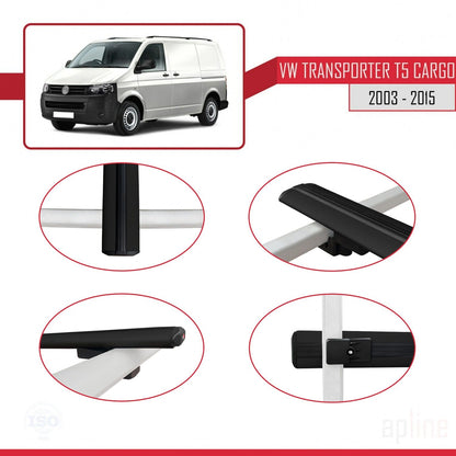 Compatibile con Volkswagen T5 Transporter 2003-2015 BASIC Model Barre Tetto Portapacchi Auto Barre Portatutto Nero Alluminio 3 Barre