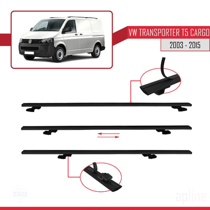 Compatibile con Volkswagen T5 Transporter 2003-2015 BASIC Model Barre Tetto Portapacchi Auto Barre Portatutto Nero Alluminio 4 Barre
