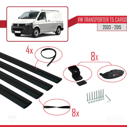 Compatibile con Volkswagen T5 Transporter 2003-2015 BASIC Model Barre Tetto Portapacchi Auto Barre Portatutto Nero Alluminio 4 Barre