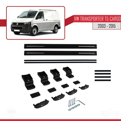 Compatibile con Volkswagen T5 Transporter 2003-2015 BASIC Model Barre Tetto Portapacchi Auto Barre Portatutto Nero Alluminio 3 Barre