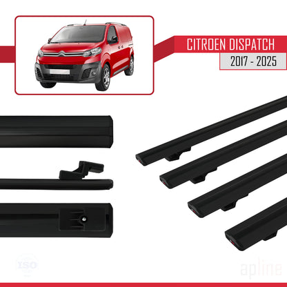 Compatibile con Citroen Dispatch (K0) 2017-2025 modello BASIC Barre portatutto per auto Portapacchi in alluminio nero 4 barre