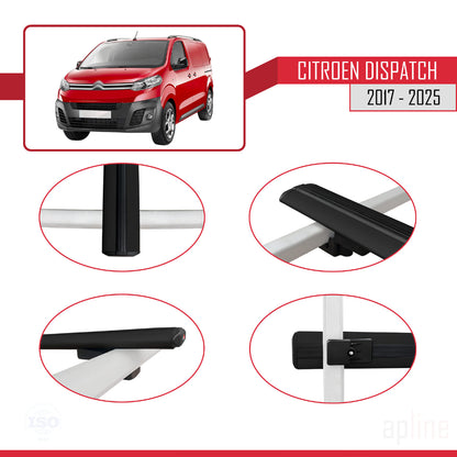 Compatibile con Citroen Dispatch (K0) 2017-2025 modello BASIC Barre portatutto per auto Portapacchi in alluminio nero 4 barre