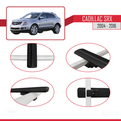 Compatible avec Cadillac SRX 2004-2016 BASIC Model Barres de Toit Railing Porte-Bagages de Voiture Noir Aluminium 3 Barres