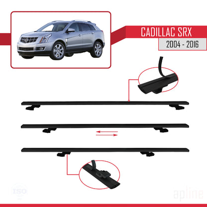 Compatible avec Cadillac SRX 2004-2016 BASIC Model Barres de Toit Railing Porte-Bagages de Voiture Noir Aluminium 3 Barres