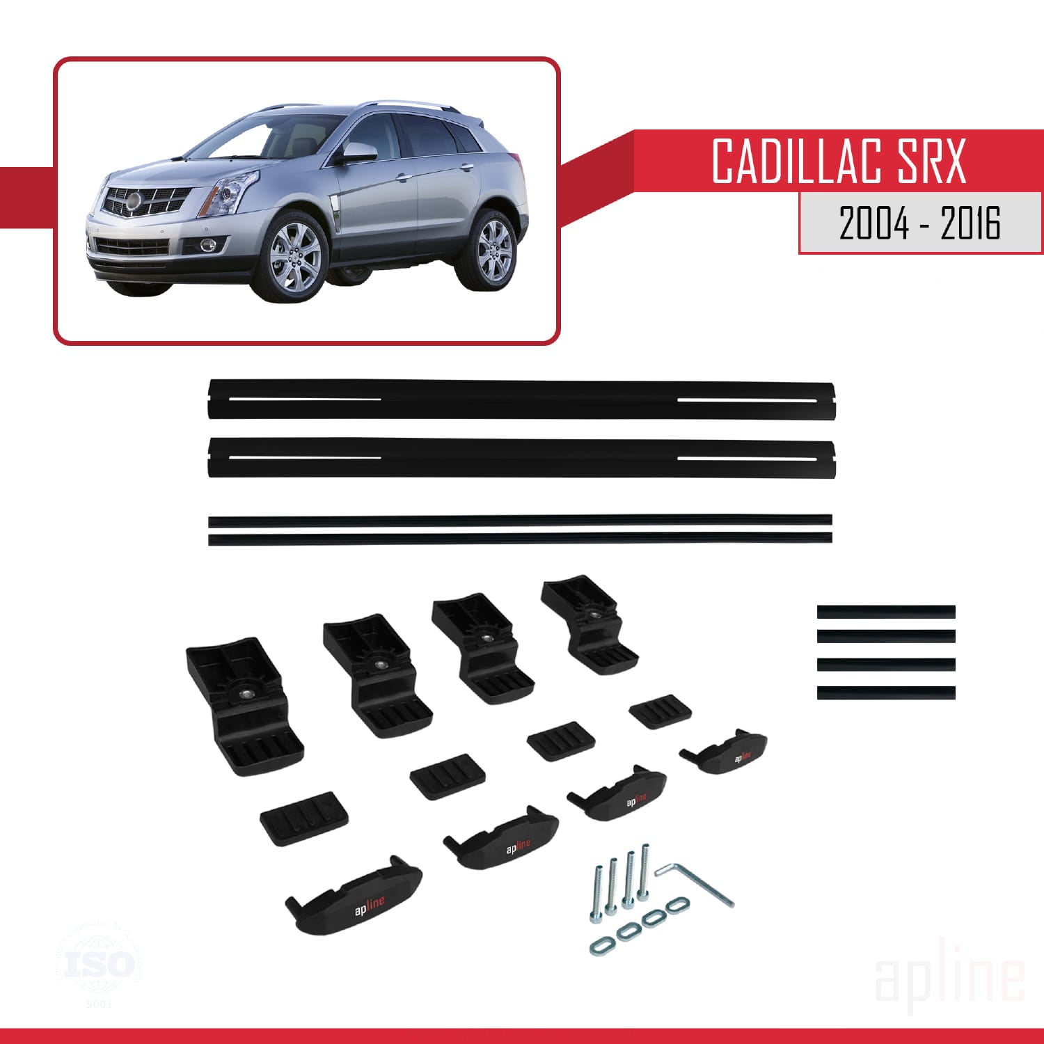Compatible avec Cadillac SRX 2004-2016 BASIC Model Barres de Toit Railing Porte-Bagages de Voiture Noir Aluminium 2 Barres