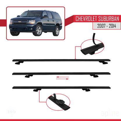 Compatible avec Chevrolet Suburban 2007-2014 BASIC Model Barres de Toit Railing Porte-Bagages de Voiture Noir Aluminium 2 Barres