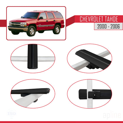 Compatible avec Chevrolet Tahoe 2000-2006 BASIC Model Barres de Toit Railing Porte-Bagages de Voiture Noir Aluminium 2 Barres