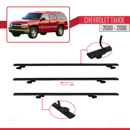 Compatible avec Chevrolet Tahoe 2000-2006 BASIC Model Barres de Toit Railing Porte-Bagages de Voiture Noir Aluminium 2 Barres