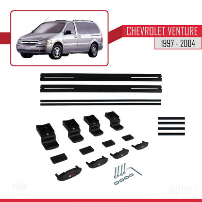 Compatible avec Chevrolet Venture 1997-2004 BASIC Model Barres de Toit Railing Porte-Bagages de Voiture Noir Aluminium 2 Barres