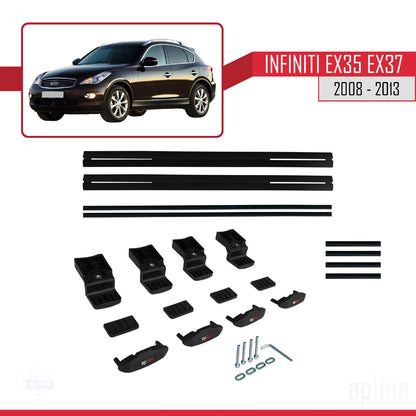 Compatible avec Infiniti EX35 EX37 2008-2013 BASIC Model Barres de Toit Railing Porte-Bagages de Voiture Noir Aluminium 2 Barres