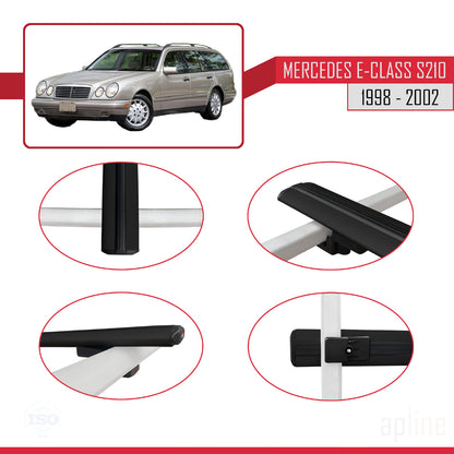 Compatible avec Mercedes E Class S210 Wagon 1998-2002 BASIC Model Barres de Toit Railing Porte-Bagages de Voiture Noir Aluminium 2 Barres