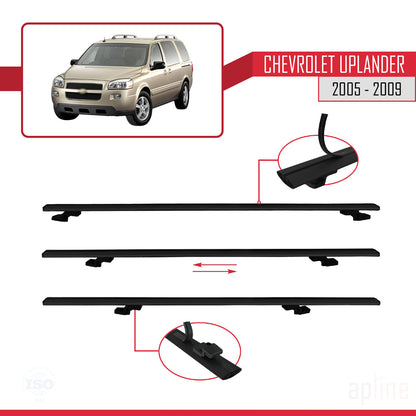 Compatible avec Chevrolet Uplander 2005-2009 BASIC Model Barres de Toit Railing Porte-Bagages de Voiture Noir Aluminium 2 Barres