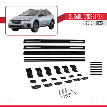 Compatible avec Subaru Crosstrek 2018-2023 BASIC Model Barres de Toit Railing Porte-Bagages de Voiture Noir Aluminium 3 Barres