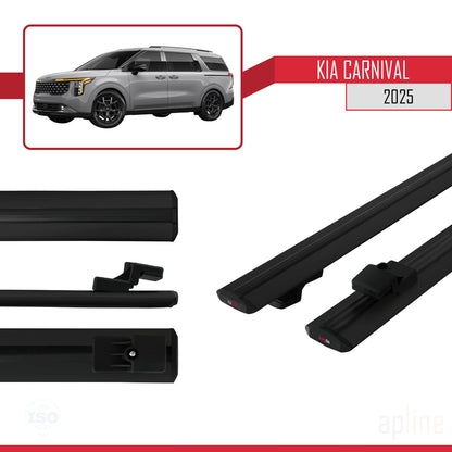 Compatible avec Kia Carnival 2025 BASIC Model Barres de Toit Railing Porte-Bagages de Voiture Noir Aluminium 2 Barres