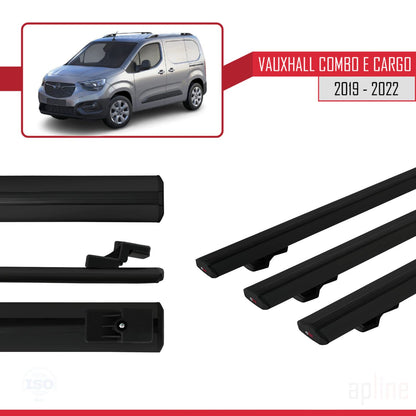 Compatible avec Vauxhall Combo E Cargo 2019-2022 BASIC Model Barres de Toit Railing Porte-Bagages de Voiture Noir Aluminium 3 Barres