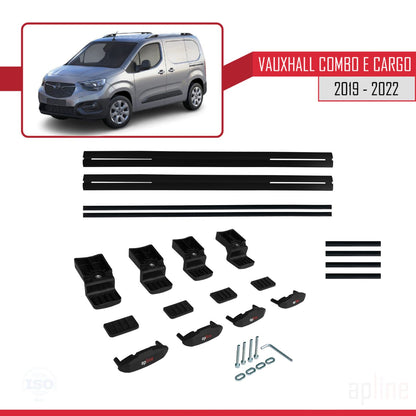 Compatible avec Vauxhall Combo E Cargo 2019-2022 BASIC Model Barres de Toit Railing Porte-Bagages de Voiture Noir Aluminium 2 Barres