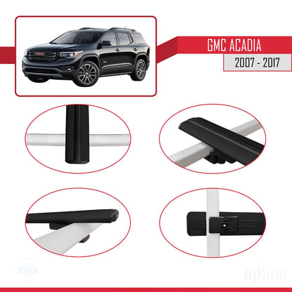 Compatible avec GMC Acadia 2007-2017 BASIC Model Barres de Toit Railing Porte-Bagages de Voiture Noir Aluminium 2 Barres