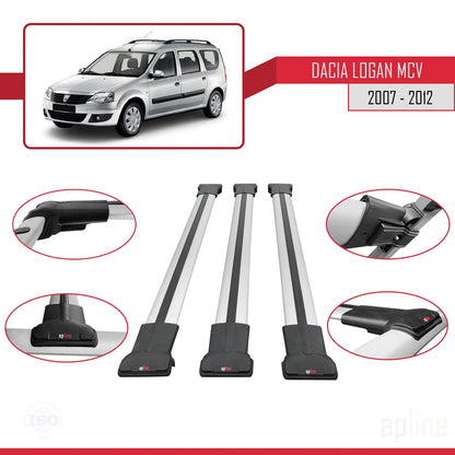 Compatibile con Dacia Logan 2 MCV (K52) 2007-2012 FLY Model Barre Tetto Portapacchi Auto Barre Portatutto Grigo Alluminio 3 Barre