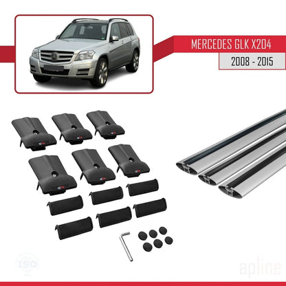 Kompatibel mit Mercedes GLK Klasse (X204) 2008-2015 FLY Model Relingträger Dachträger Auto Gepäckträger Grau Aluminium 3 Stangen