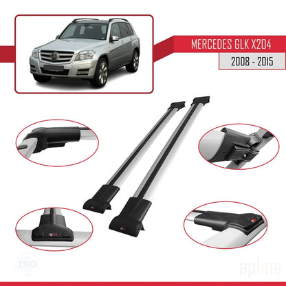 Kompatibel mit Mercedes GLK Klasse (X204) 2008-2015 FLY Model Relingträger Dachträger Auto Gepäckträger Grau Aluminium 2 Stangen