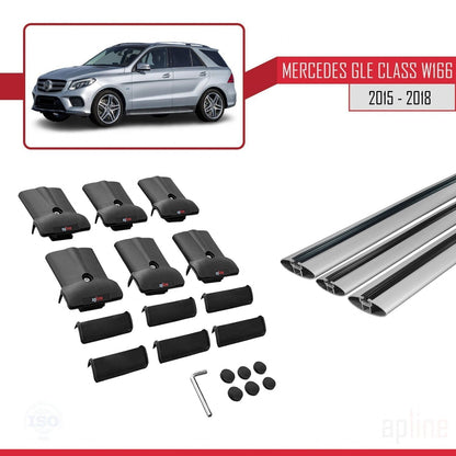 Kompatibel mit Mercedes GLE Klasse 3 (W166) 2015-2018 FLY Model Relingträger Dachträger Auto Gepäckträger Grau Aluminium 3 Stangen