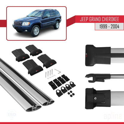 Kompatibel mit Jeep Grand Cherokee 2 (WJ) 1999-2004 FLY Model Relingträger Dachträger Auto Gepäckträger Grau Aluminium 2 Stangen