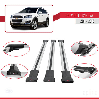 Kompatibel mit Chevrolet Captiva 2011-2015 FLY Model Relingträger Dachträger Auto Gepäckträger Grau Aluminium 3 Stangen