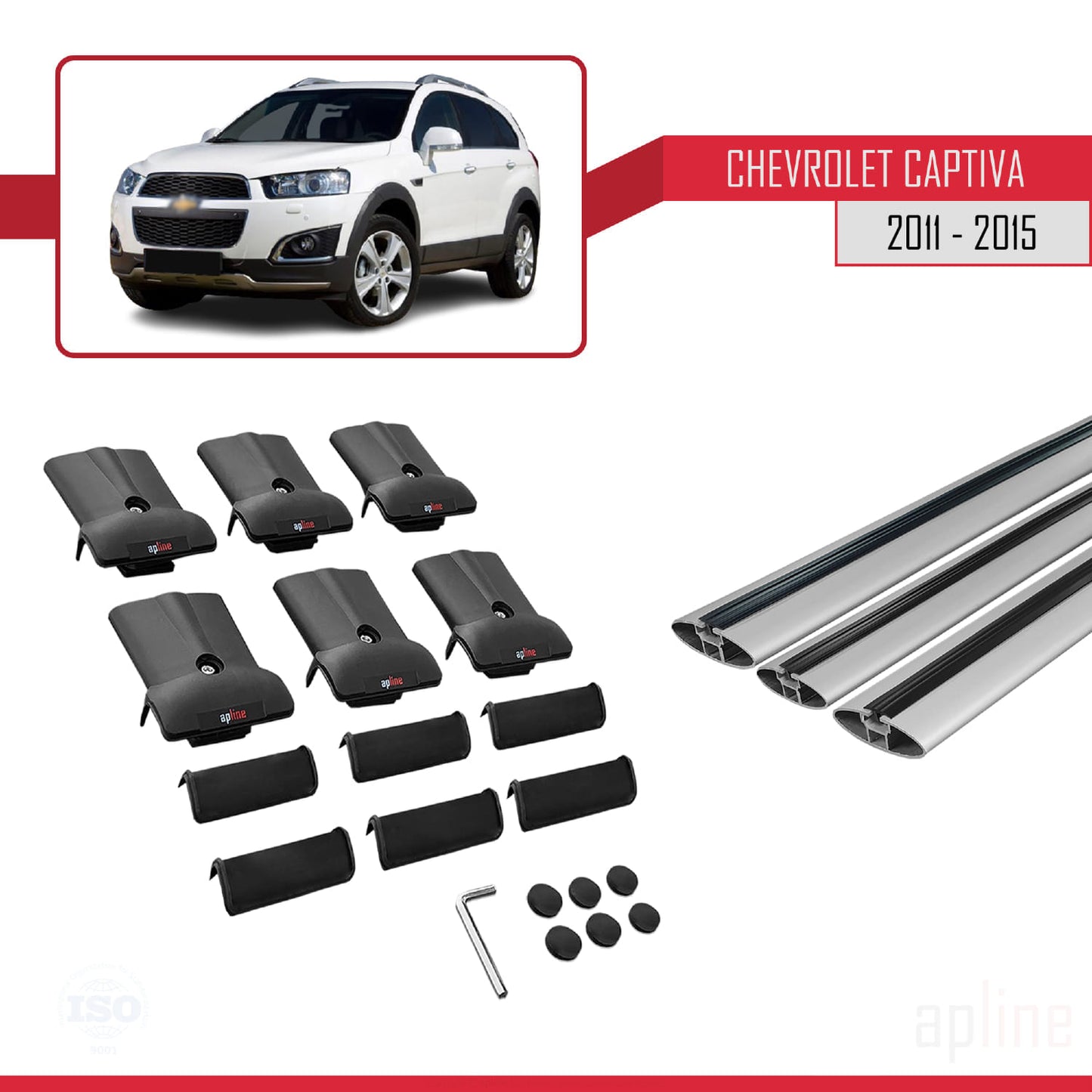 Kompatibel mit Chevrolet Captiva 2011-2015 FLY Model Relingträger Dachträger Auto Gepäckträger Grau Aluminium 3 Stangen