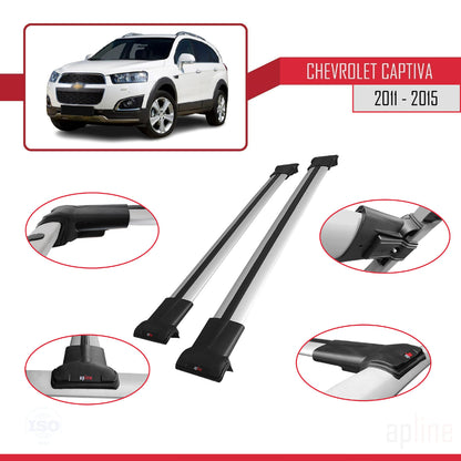Kompatibel mit Chevrolet Captiva 2011-2015 FLY Model Relingträger Dachträger Auto Gepäckträger Grau Aluminium 2 Stangen