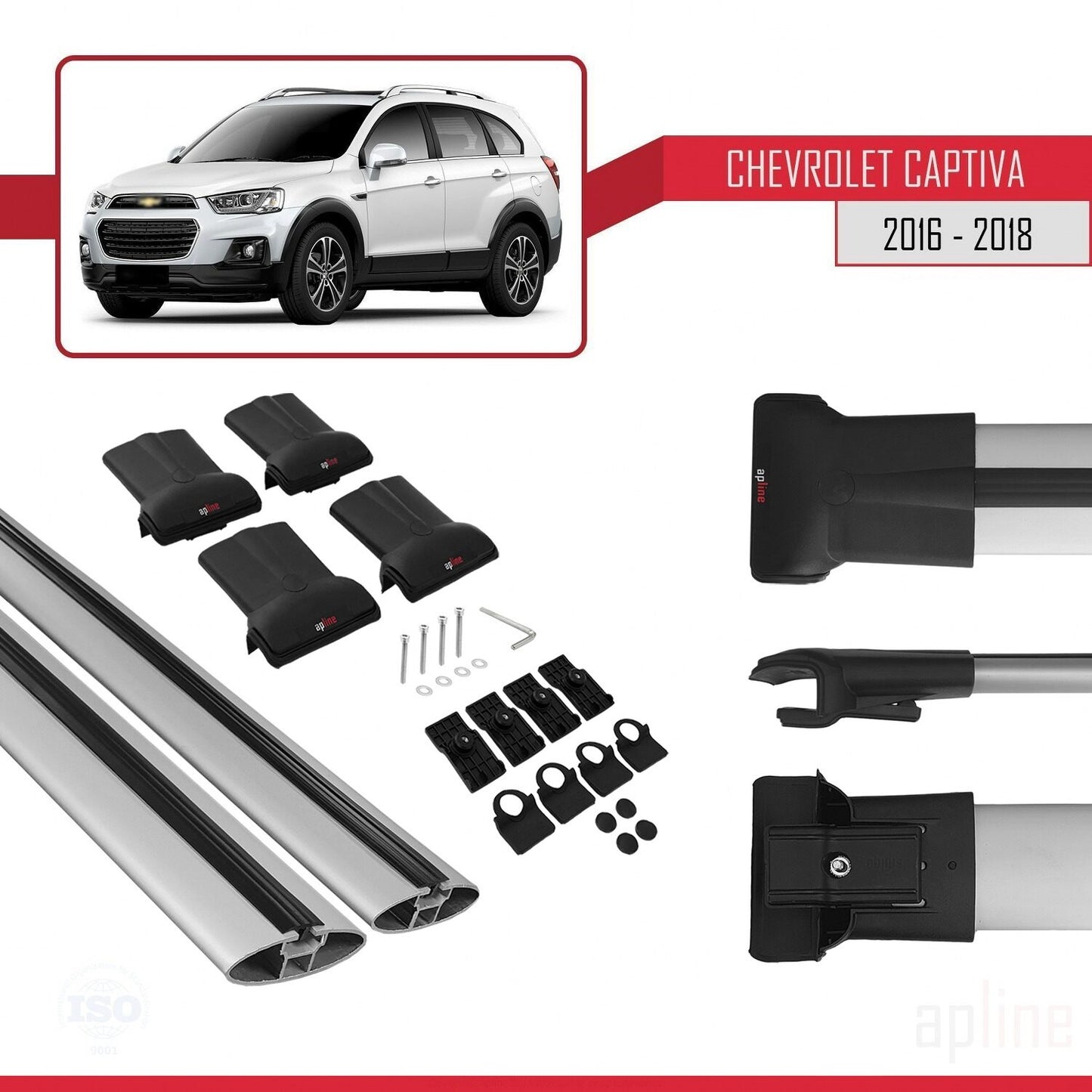 Kompatibel mit Chevrolet Captiva 2016-2018 FLY Model Relingträger Dachträger Auto Gepäckträger Grau Aluminium 2 Stangen