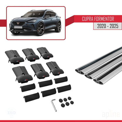 Kompatibel mit Cupra Formentor 2020-2025 FLY Model Relingträger Dachträger Auto Gepäckträger Grau Aluminium 3 Stangen