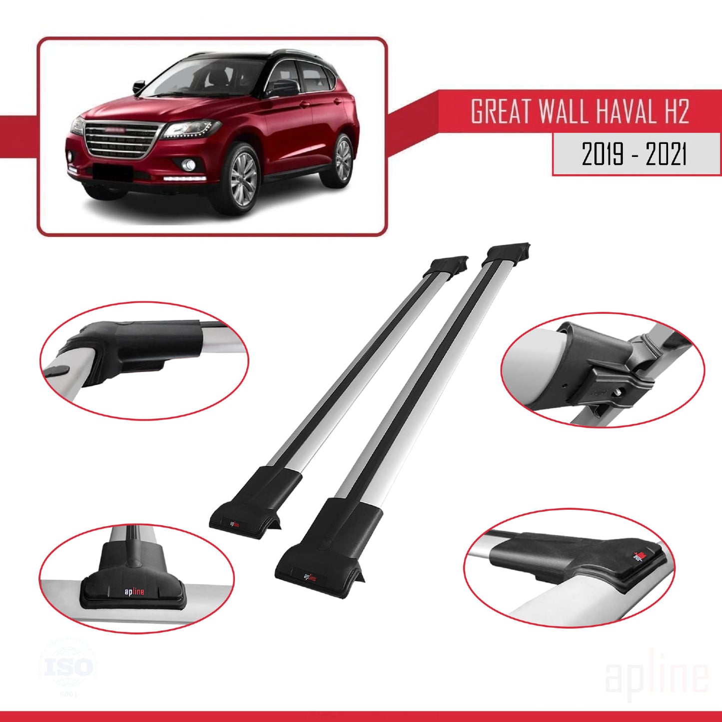Compatibile con Great Wall Haval H2 2019-2021 FLY Model Barre Tetto Portapacchi Auto Barre Portatutto Grigo Alluminio 2 Barre