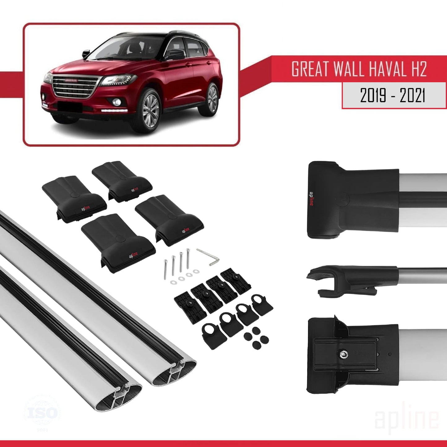Compatibile con Great Wall Haval H2 2019-2021 FLY Model Barre Tetto Portapacchi Auto Barre Portatutto Grigo Alluminio 2 Barre