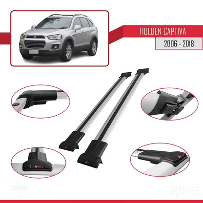 Compatible avec Holden Captiva 2006-2018 FLY Model Barres de Toit Railing Porte-Bagages de Voiture Gris Aluminium 2 Barres