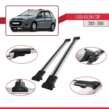 Compatible avec Lada Kalina 2 Break 2013-2018 FLY Model Barres de Toit Railing Porte-Bagages de Voiture Gris Aluminium 2 Barres