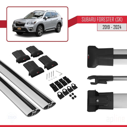 FLY Model Dakdrager bagagedrager compatibel met Subaru Forester 5 (SK) 2019-2024 Spoorstaven Grijs Aluminium 2 Staven