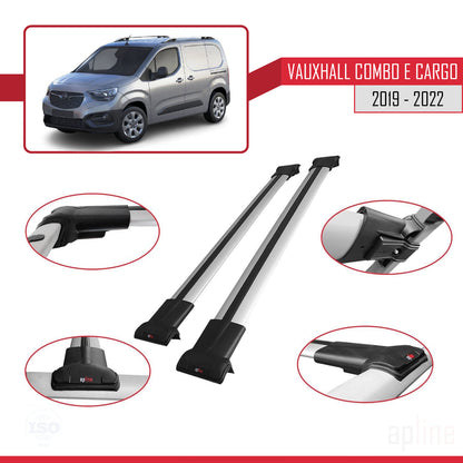 Compatible avec Vauxhall Combo E Cargo 2019-2022 FLY Model Barres de Toit Railing Porte-Bagages de Voiture Gris Aluminium 2 Barres