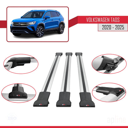Compatibile con Volkswagen Taos 2021-2025 FLY Model Barre Tetto Portapacchi Auto Barre Portatutto Grigo Alluminio 3 Barre